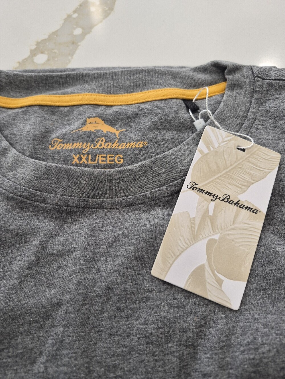 Tommy Bahama Dark HeatherTee with Gold  Trim